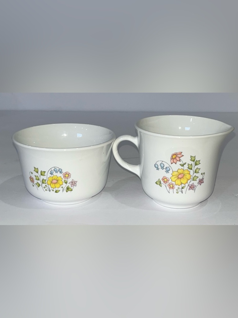 Vintage Corelle Spring Meadow Creamer and Sugar Bowl